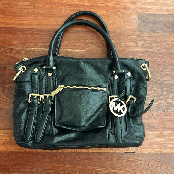 MICHAEL BY MICHAEL KORS black leather satchel - Picture 1 of 6